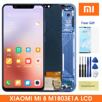 การเปลี่ยนหน้าจอ Super AMOLED Mi 8สำหรับเหมาะสำหรับ Xiaomi Mi 8จอแสดงผล LCD หน้าจอสัมผัสดิจิตอลพร้อมชุดประกอบกรอบสำหรับ M1803E1A Mi8