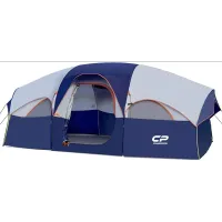 CAMPROS Tent-8คน-Camping-Tents,เต็นท์ครอบครัว Windproof,5หน้าต่างตาข่ายขนาดใหญ่,สองชั้น,แบ่งออก