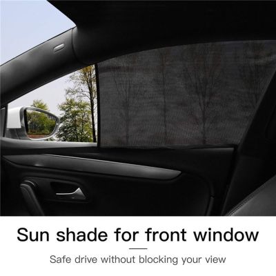 1 Pair Car Sun Visor Front/Rear Window Sun Shade Net Mesh Design Black Auto Sunshade Curtain