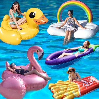 Oversized Inflatable Adult Pool Mattresses Flamingo Donuts Multiplayer Ride on Water Beach Party Floating Bed Baby Swimming Ring
