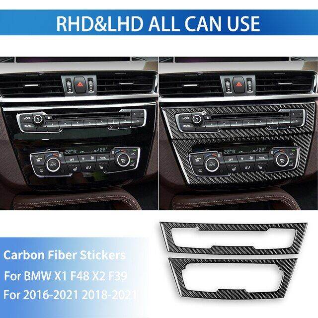 ชุดเครื่องปรับอากาศในรถ-bmw-f39-x2-x1-f48-2016-2021รถคาร์บอนไฟเบอร์อุปกรณ์ตกแต่งภายในชุดแผงควบคุม-cd-ตกแต่งอย่างมีสไตล์
