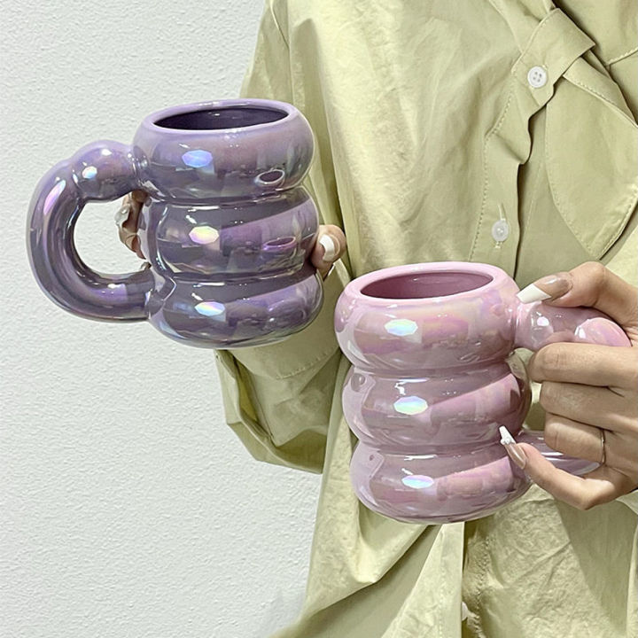 น่ารักแก้วเซรามิกถ้วยกาแฟเกาหลี-kawaii-ออกแบบวงกลมฟองถ้วยกาแฟอาหารเช้านมน้ำผลไม้ชาจับถ้วยไมโครเวฟปลอดภัย