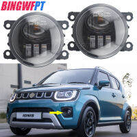 2ชิ้นคู่สีเลนส์ไฟตัดหมอกประกอบคู่ LED DRL 12โวลต์สำหรับ Suzuki Ignis FF21S 2016 2018 *