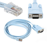 คอนโซลเคเบิ้ล RJ45 Cat5อีเธอร์เน็ตไปยัง Rs232 DB9 COM พอร์ตอนุกรมหญิงเราเตอร์เครือข่ายอะแดปเตอร์เคเบิ้ลสีฟ้า1.8เมตร6Ft สำหรับซิสโก้