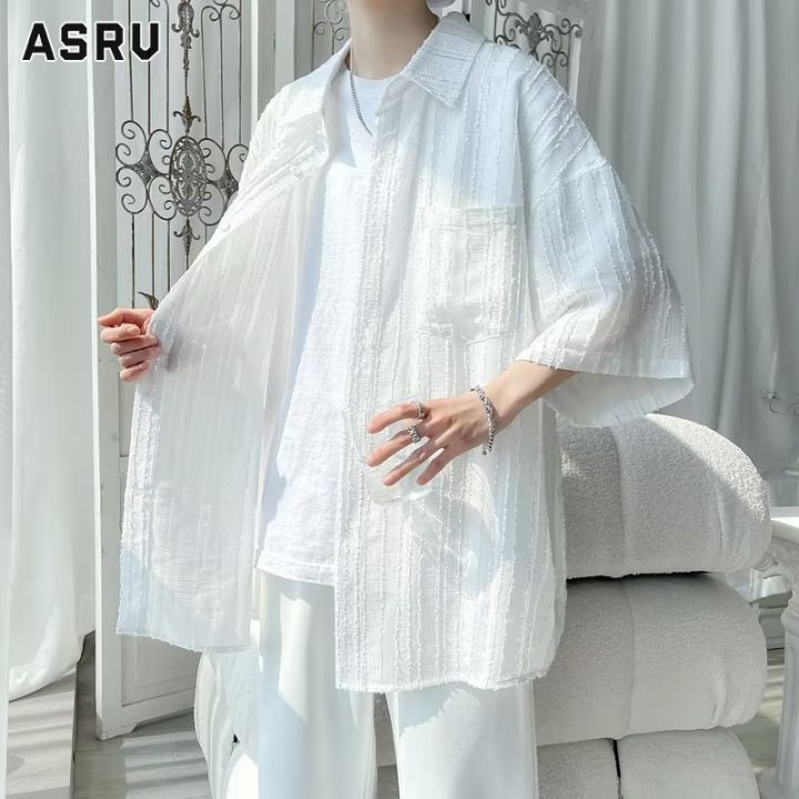 asrv-เสื้อเชิ้ตชาย-เสื้อเชิ้ตผู้ชาย-เสื้อเชิ้ตลำลองชาย-shirts-for-men-เชิ้ตผู้ชาย-ins-เสื้อเชิ้ตแฟชั่นวรรณกรรมใหม่ชายเสื้อลำลองแขนสั้นยอดนิยมเยาวชน