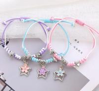 3 Pcs/Set Braided Bracelet Women Korean Simple Cute Friendship Bracelet Set Girls Color Cartoon Animal Moon Stars Charm Bracelet
