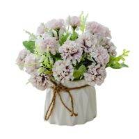 High Quality Artificial Bouquet Potted Plant Small Ceramic Flowerpot Plant Potted Indoor Family Wedding Bedroom Desktop Decor