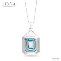 Lenya Jewelry  จี้พลอยบลู โทปาซ (Blue Topaz) สีฟ้า ตัวเรือนเงินแท้ชุบทองคำขาว