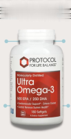 Protocol for Life Balance, Molecularly Distilled Ultra Omega-3, 500 EPA/250 DHA,180 Softgels