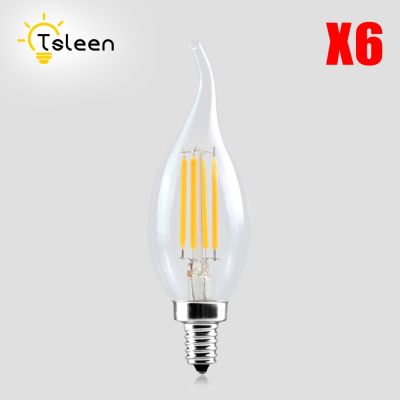 Retro Vintage Edison Bulb 6PCS E14 E27 Dimmer LED Lights Incandescent Dimmable COB Glass Lamp Lighting 220V 8W 16W