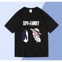 SPY×FAMILY แฟชั่นเสื้อยืด Anya Forger และ Penguin ผ้าฝ้ายแขนสั้นลายลำลองน่ารัก