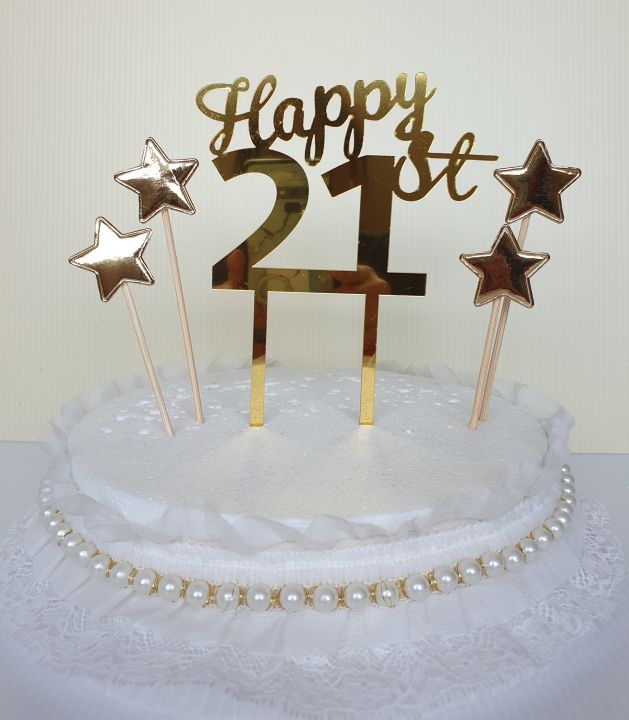 21st Birthday Gold Acrylic Cake Topper, Party Decorations