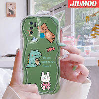 JIUMOO เคสสำหรับ VIVO Y30 Y30i Y50การ์ตูนน่ารักจระเข้ขอบคลื่นซิลิโคนโปร่งใสป้องกันเลนส์กล้องเนื้อครีมเคสมือถือเคสใสกันกระแทกเคสนิ่ม