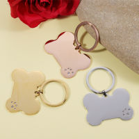 5pcs Stainless Steel Keychain Dog Bone Pendant Keyring Mirror Polish Blank Plate For Engraving Gold ColorSteel Color