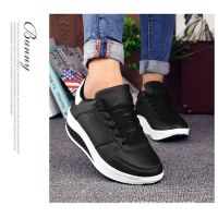 New womens shoes flying leather shoes sports casual thick sole rocking shoes student muffin shoes 35-43