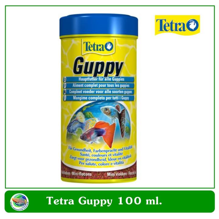 Tetra Guppy อาหารชนิดแผ่น สำหรับปลาหางนกยูง ปลาคิลลี่ และปลาออกลูกเป็นตัว ขนาด 100 ml.