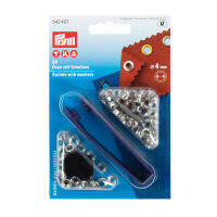 Prym Eyelets and washers, 4.0mm, silver-coloured / ชุดตาไก่พร้อมแหวนรอง สีเงิน ขนาด 4 มิลลิเมตร แบรนด์ Prym จากประเทศเยอรมนี (G542407)