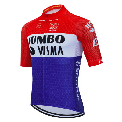 ร้อน2023จัมโบ้ Visma ขี่จักรยานย์ผู้ชายฤดูร้อนแขนสั้นขี่จักรยานท็อปส์จักรยานเสือภูเขาเสื้อผ้าแข่ง MTB จักรยานเสื้อเครื่องแบบ