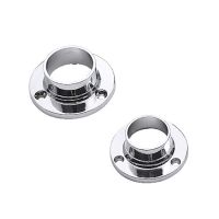 2Pcs/Sets Flange Clothes Holder For Wardrobe Clothes Pole Fixed Top Mount Hanging Flange Seat Wardrobe Round Rod Hosting Base