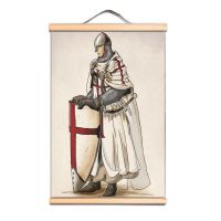 1ชิ้น Vintage Knights Templar โปสเตอร์ไม้ Scroll แขวนภาพวาดพิมพ์ Nordic Wall Art ภาพผ้าใบ-เหมาะสำหรับตกแต่งบ้านและยุคกลางผู้ที่ชื่นชอบ