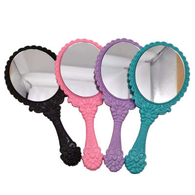 Diy Mirror Small Mirror Ins Handle Handheld Makeup Mirror Pattern European Style