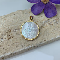 Natural White Sea Shell Round Holy Saint Benedict Cross Guadalupe Virgin Mary Necklace Pendants Charms For Jewelry Making