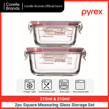 Pyrex Square Measuring Glass Storage 310ml & 510ml 2pc Set