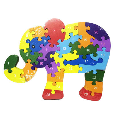 ของเล่นไม้เสริมพัฒนาการสำหรับเด็ก จิ๊กซอว์เรียงเลขและตัวอักษรภาษาอังกฤษรูปสัตว์ (ลายยีราฟ) Wood Toy Girafe