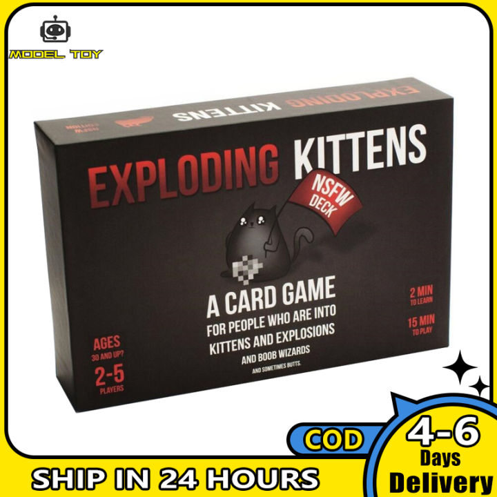 การ์ดเกมสำหรับงานเลี้ยงรูปแมวระเบิดได้สำหรับครอบครัวรูเล็ตสนุกเกมกระดานบัตรคำภาษาอังกฤษ