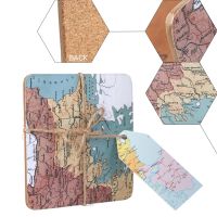 Party Talk Travel Theme Party Favors Vintage World Map Compass Coasters with Tags for Wedding Nautical Birthday Decoration