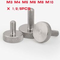 1/5X M3 M4 M5 M6 M8 M10 GB835 304 Stainless Steel Knurl Flat Head Hand Tighten Thumb Screw Curtain Wall Glass Thumb Bolts DIN653