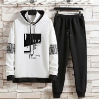 Men Outfit Set Autumn Winter Tracksuit Mens Set Printed Hoodie Sweatshirt and Sweatpants Mens Joggers Set 2PCS Male Clothing