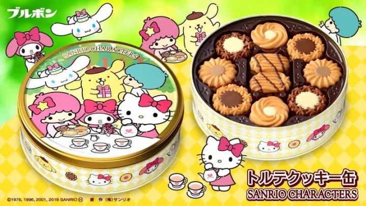 พร้อมส่ง-bourbon-sanrio-characters-cookies-คุกกี้-กล่องเหล็ก-ลาย-sanrio-ลิขสิทธิ์แท้