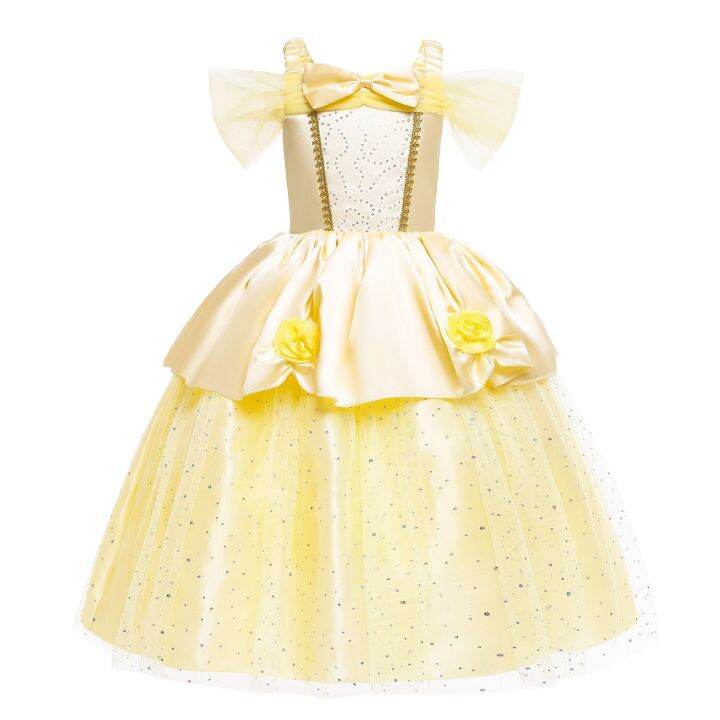 2-2023-cosplay-belle-princess-dress-girls-dresses-for-beauty-and-beast-kids-party-clothing-magic-stick-crown-children-costume