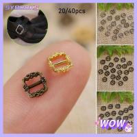 SYBOOKS 20/40pcs 3.5mm/7mm Mini Ultra-small ของเล่นเด็กผู้หญิง หัวเข็มขัดไตรไกลด์ อุปกรณ์เสริมกระเป๋าตุ๊กตา ปุ่มเข็มขัดลาย หัวเข็มขัดตุ๊กตา DIY