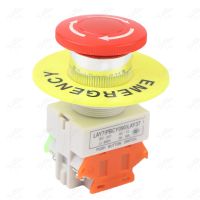 Red Mushroom Cap 1NO 1NC DPST Emergency Stop Push Button Switch AC 660V 10A Switch Equipment Lift Elevator Latching Self Lock