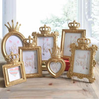 European Golden Crown Photo Frame Creative Resin Picture Desktop Frame Luxury Photo Frame for Wedding Home Decorative Gift Craft