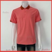 เสื้อโปโล Polo Shirt Plain Polo T Shirt Soft Pique Short Sleeve Tops For Men Side Vents สีโอรส ปกส้มอิฐ เนื้อผ้านุ่ม สวมใส่สบาย ซึ่งมีทั้งแบบชาย และแบบผู้หญิง