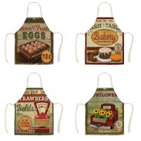 Farm Animals and Wooden Kitchen Apron for Women Home Cooking Baking Coffee Shop Cotton Linen Cleaning Aprons WQT217 Aprons