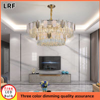 LRF Lampu Gantung Kristal สามสีโคมไฟห้องนั่งเล่นห้องรับประทานอาหารห้องนอนโคมไฟคริสตัลหลังสมัยใหม่โคมไฟคริสตัลที่เรียบง่ายและสร้างสรรค์