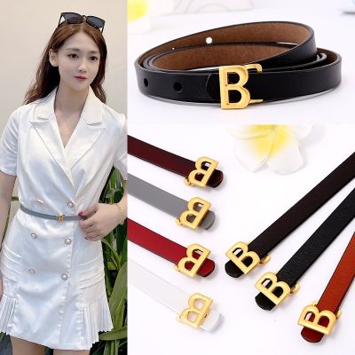 Genuine Leather Belt Letter Buckle Coat Skirt Decorative Ladies Simple All-Match Thin