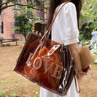 Large Capacity Bag For Women Summer All-Matching 2023 New One Shoulder Transparent Jelly Pack Textured Mother And Child Commuter Tote