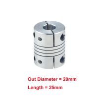 1pc D20L25 CNC Motor Jaw Shaft Coupler clamp Flexible Coupling OD 20x25mm wholesale Dropshipping 4mm 5mm 6mm 6.35mm 8mm