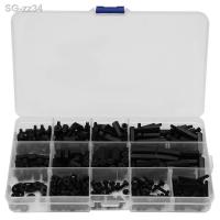 320Pcs M3 Black Nylon Two Way Hex Column Standoff Spacers For PCB Motherboard Fixed Plastic Spacing Screw Nut Set Assortment Kit