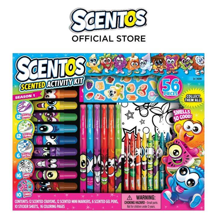 Scentos Activity Kit 56 pieces - Pen, Markers, Dough Tubs, Sticker | Lazada