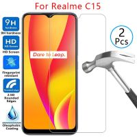 เคส C15 Realme กระจกเทมเปอร์ปกป้องหน้าจอสำหรับมีฝาปิด C 15c 15เคส Realmec15โทรศัพท์กระเป๋าป้องกัน6.5