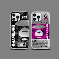 Tide Brand Camouflage Purple Ape Head Apple 14Promax Mobile Phone Case Suitable For Iphone13 Electroplating Silver Straight Edge Matte 12/11 Anti-Fall Hard Bottom 【SEP】