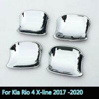 [HOT HUIQKKJKUIO 556] สำหรับ Kia Rio 4 X-Line 2017 2018 2019 2020คาร์บอนโครเมียมไฟเบอร์ฝาครอบมือจับประตูถ้วยถ้วยถ้วยสติกเกอร์ตกแต่งซ้อนทับอุปกรณ์เสริม