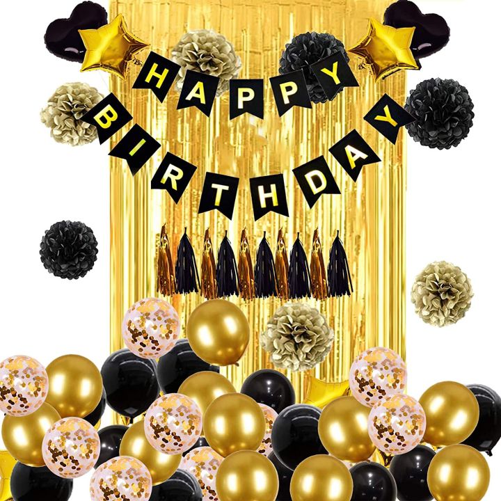 BIRTHDAY PARTY DECORATION BLACK AND GOLD