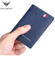 Genuine WilliamPolo leather thin Mini mens wallet luxury nd card clip leather thin wallet mens Retro short Wallet